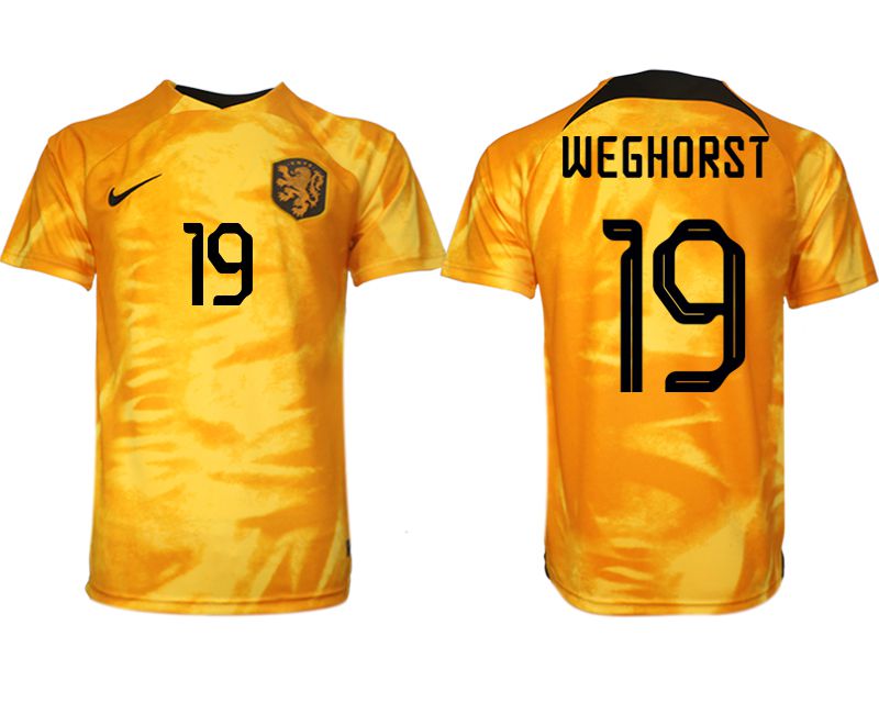 Men 2022 World Cup National Team Netherlands home aaa version yellow #19 Soccer Jersey->netherlands(holland) jersey->Soccer Country Jersey